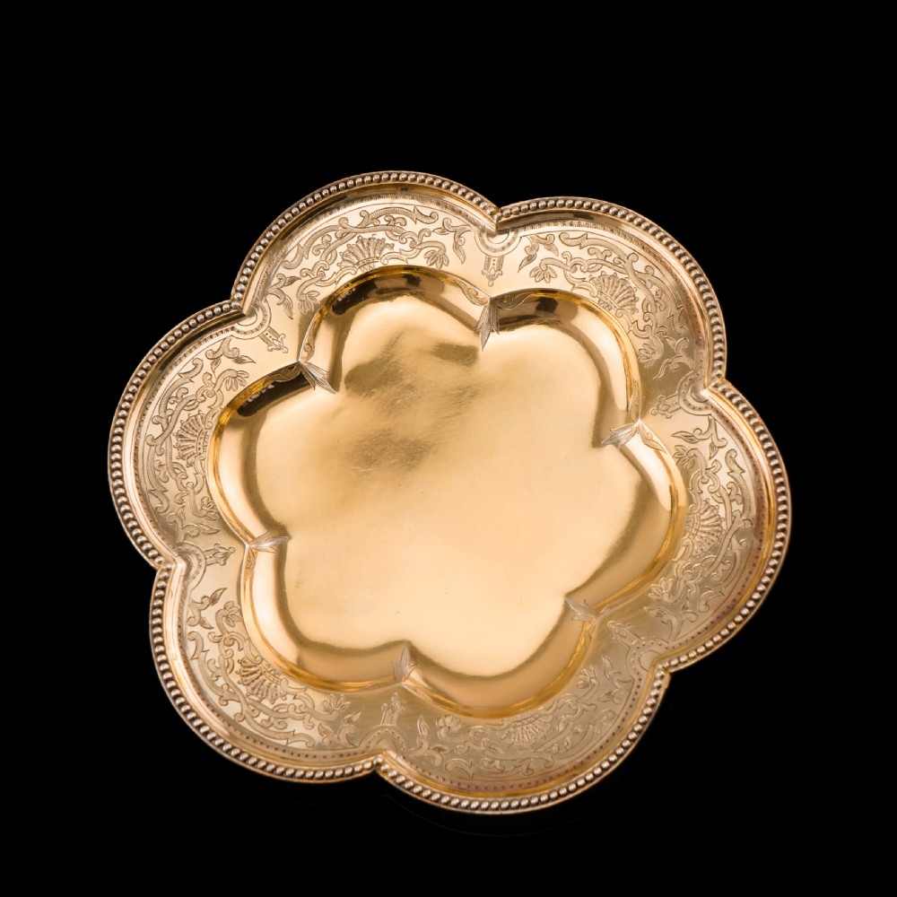 Antique Unique Victorian Solid Silver Gilt Dish in Flower Form - George Fox 1864 View XIII