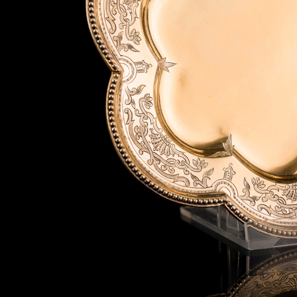 Antique Unique Victorian Solid Silver Gilt Dish in Flower Form - George Fox 1864 View XIV