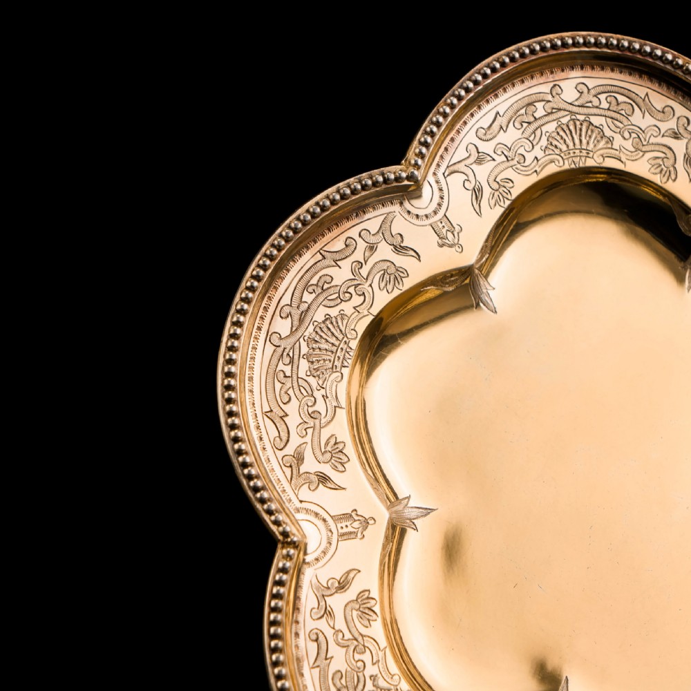 Antique Unique Victorian Solid Silver Gilt Dish in Flower Form - George Fox 1864 View XVI