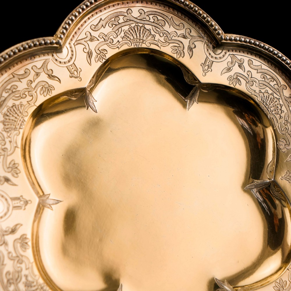 Antique Unique Victorian Solid Silver Gilt Dish in Flower Form - George Fox 1864 View XVII