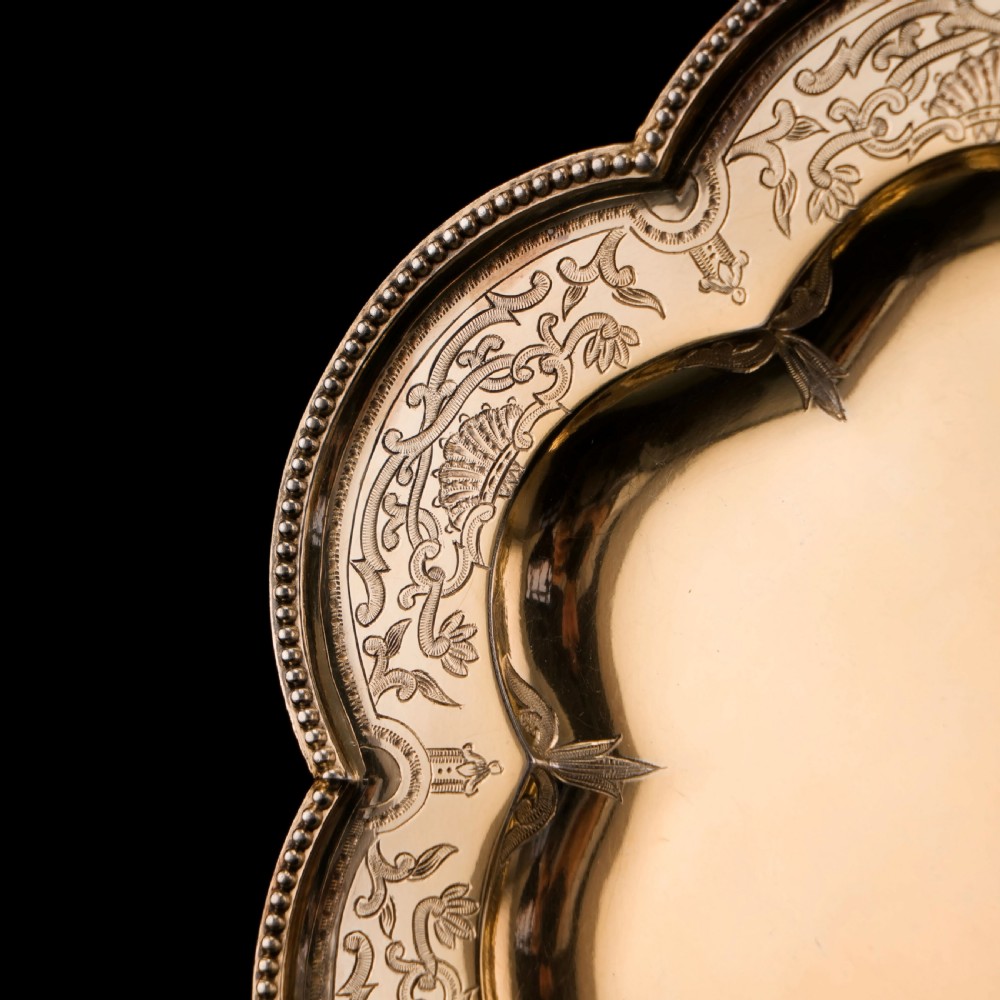 Antique Unique Victorian Solid Silver Gilt Dish in Flower Form - George Fox 1864 View XX