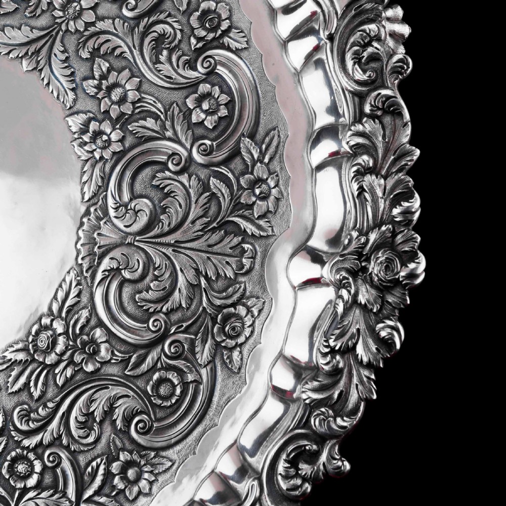 Antique Large (47cm) Georgian Solid Silver Irish Salver / Tray with Beautiful High Lion Feet - Robert W Smith 1831 View XII