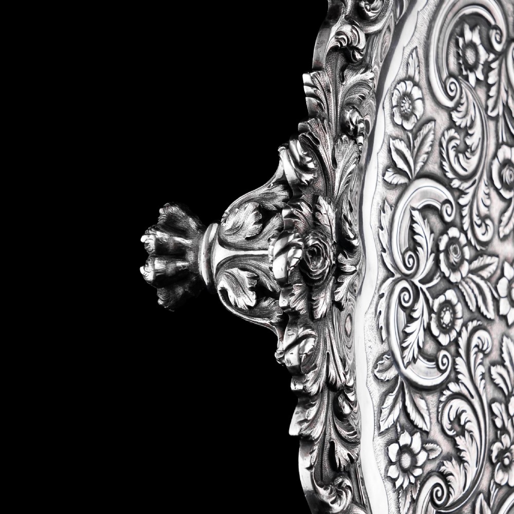 Antique Large (47cm) Georgian Solid Silver Irish Salver / Tray with Beautiful High Lion Feet - Robert W Smith 1831 View XVIII