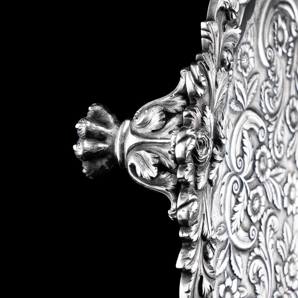 Antique Large (47cm) Georgian Solid Silver Irish Salver / Tray with Beautiful High Lion Feet - Robert W Smith 1831 View XX