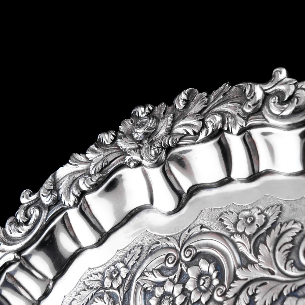 Antique Large (47cm) Georgian Solid Silver Irish Salver / Tray with Beautiful High Lion Feet - Robert W Smith 1831 View XXI