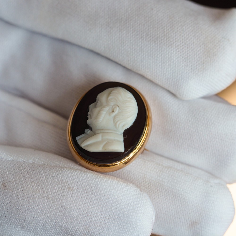 Antique Georgian/Victorian Hardstone Cameo with Engraved Gentleman's Portrait - c.1830-40 View IV