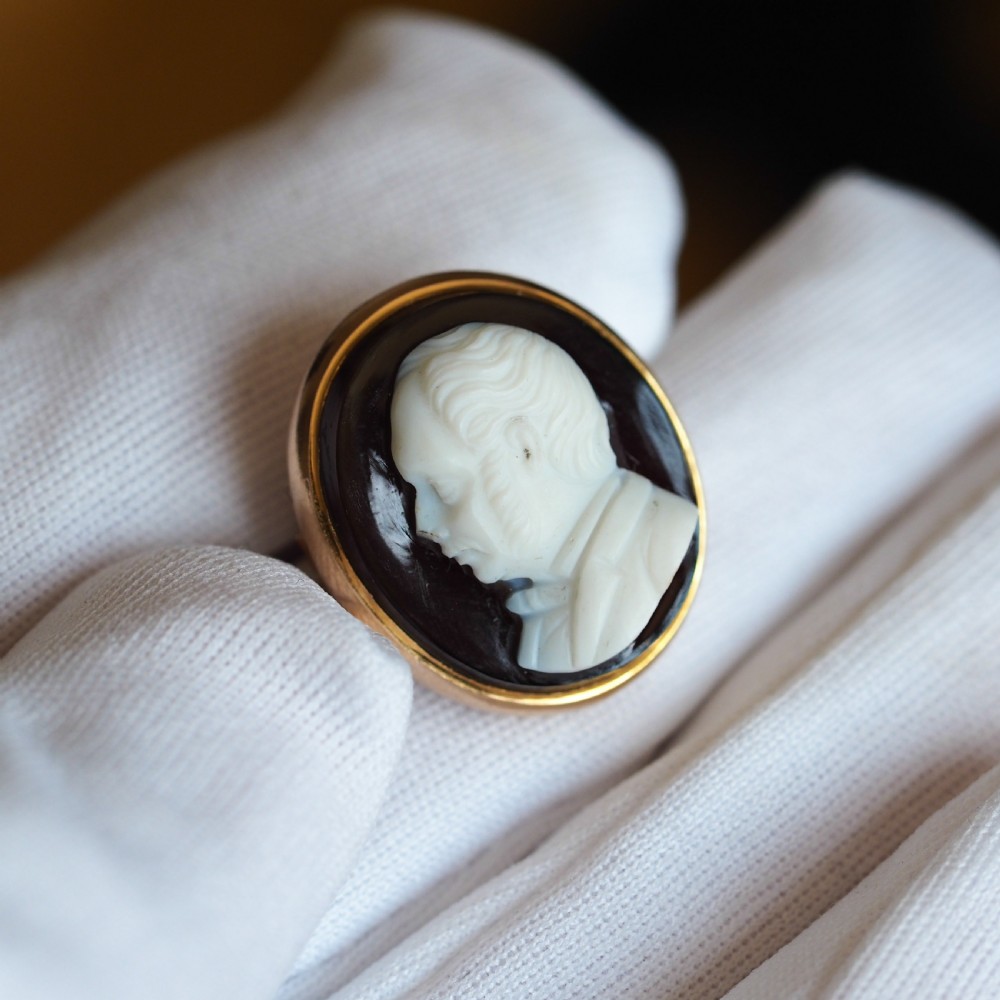 Antique Georgian/Victorian Hardstone Cameo with Engraved Gentleman's Portrait - c.1830-40 View VI