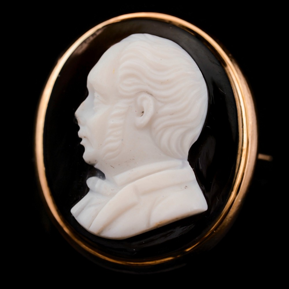 Antique Georgian/Victorian Hardstone Cameo with Engraved Gentleman's Portrait - c.1830-40 View XI