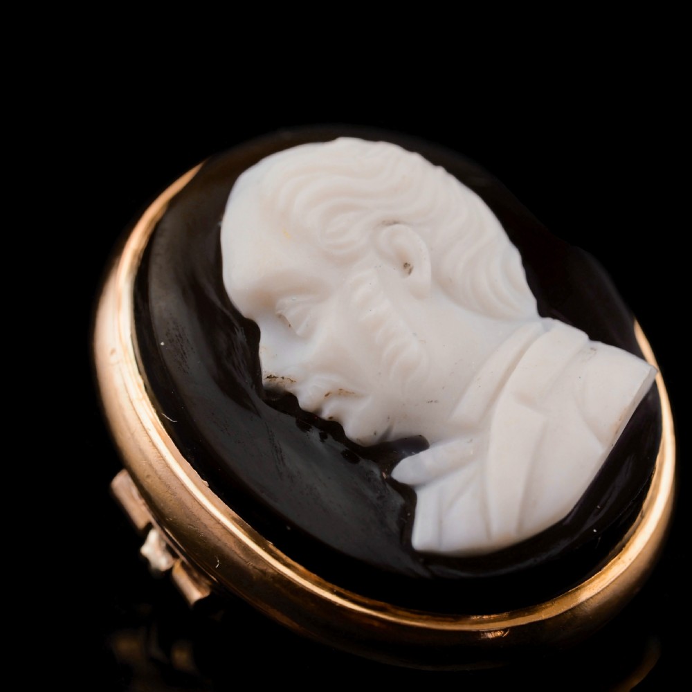 Antique Georgian/Victorian Hardstone Cameo with Engraved Gentleman's Portrait - c.1830-40 View XIII