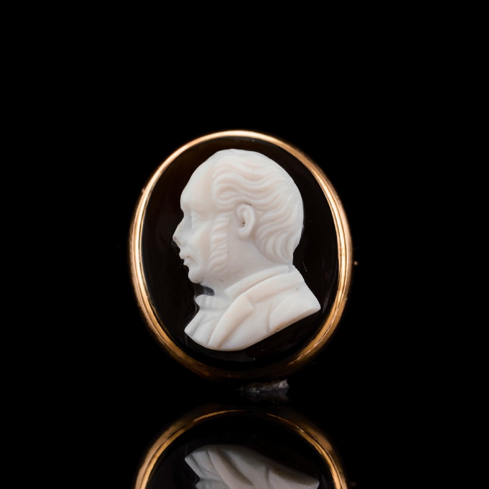 Antique Georgian/Victorian Hardstone Cameo with Engraved Gentleman's Portrait - c.1830-40 View XIV
