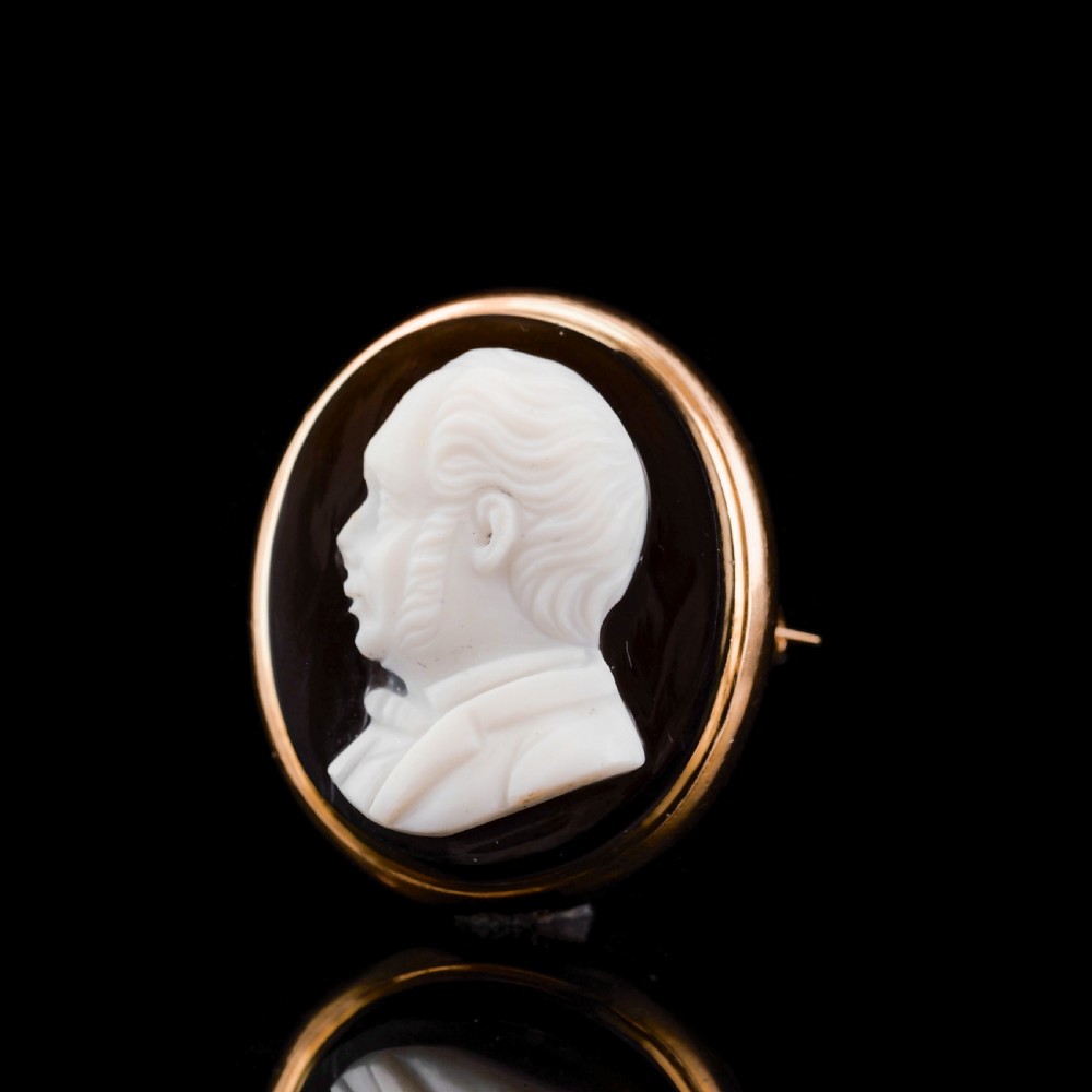 Antique Georgian/Victorian Hardstone Cameo with Engraved Gentleman's Portrait - c.1830-40 View XV