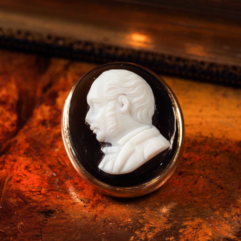 Antique Georgian/Victorian Hardstone Cameo with Engraved Gentleman's Portrait - c.1830-40 View XX
