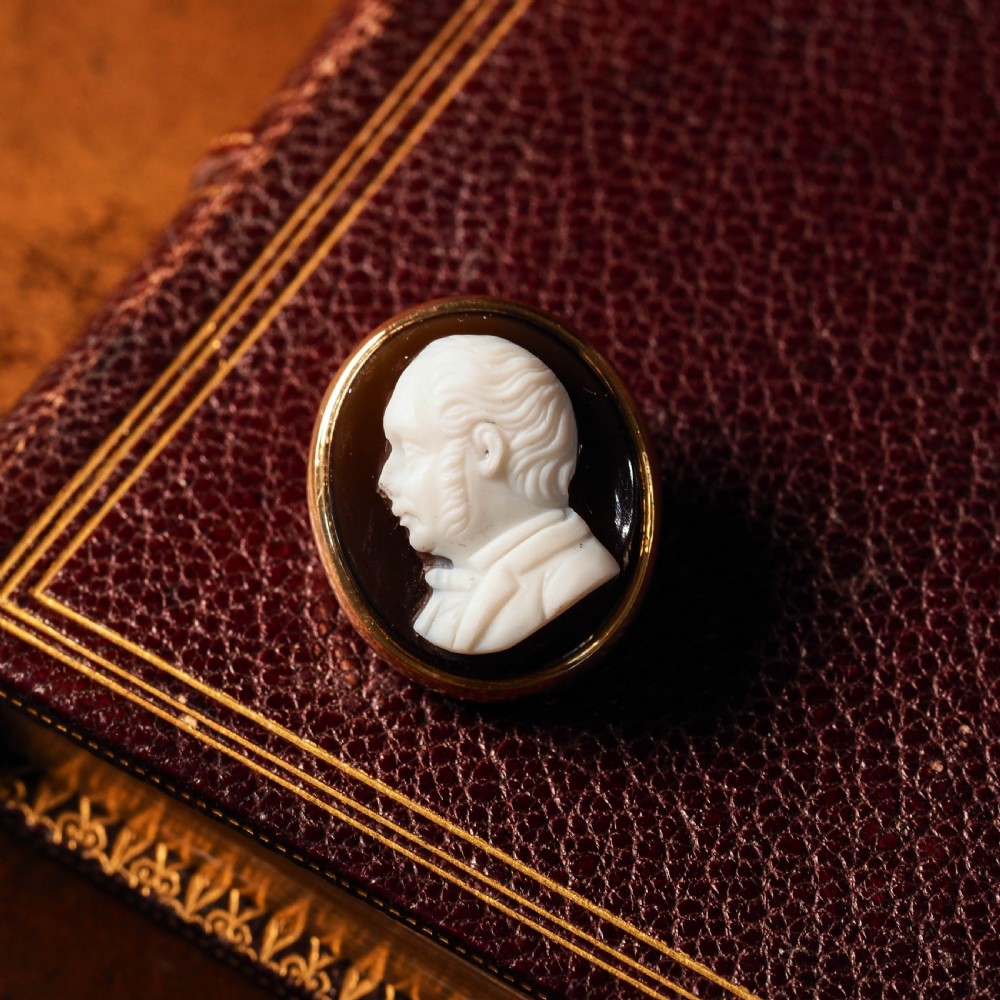 Antique Georgian/Victorian Hardstone Cameo with Engraved Gentleman's Portrait - c.1830-40 View XXI