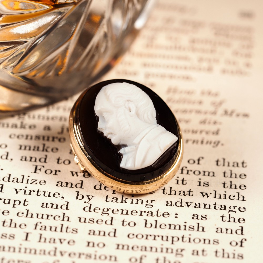 Antique Georgian/Victorian Hardstone Cameo with Engraved Gentleman's Portrait - c.1830-40 View XXIII