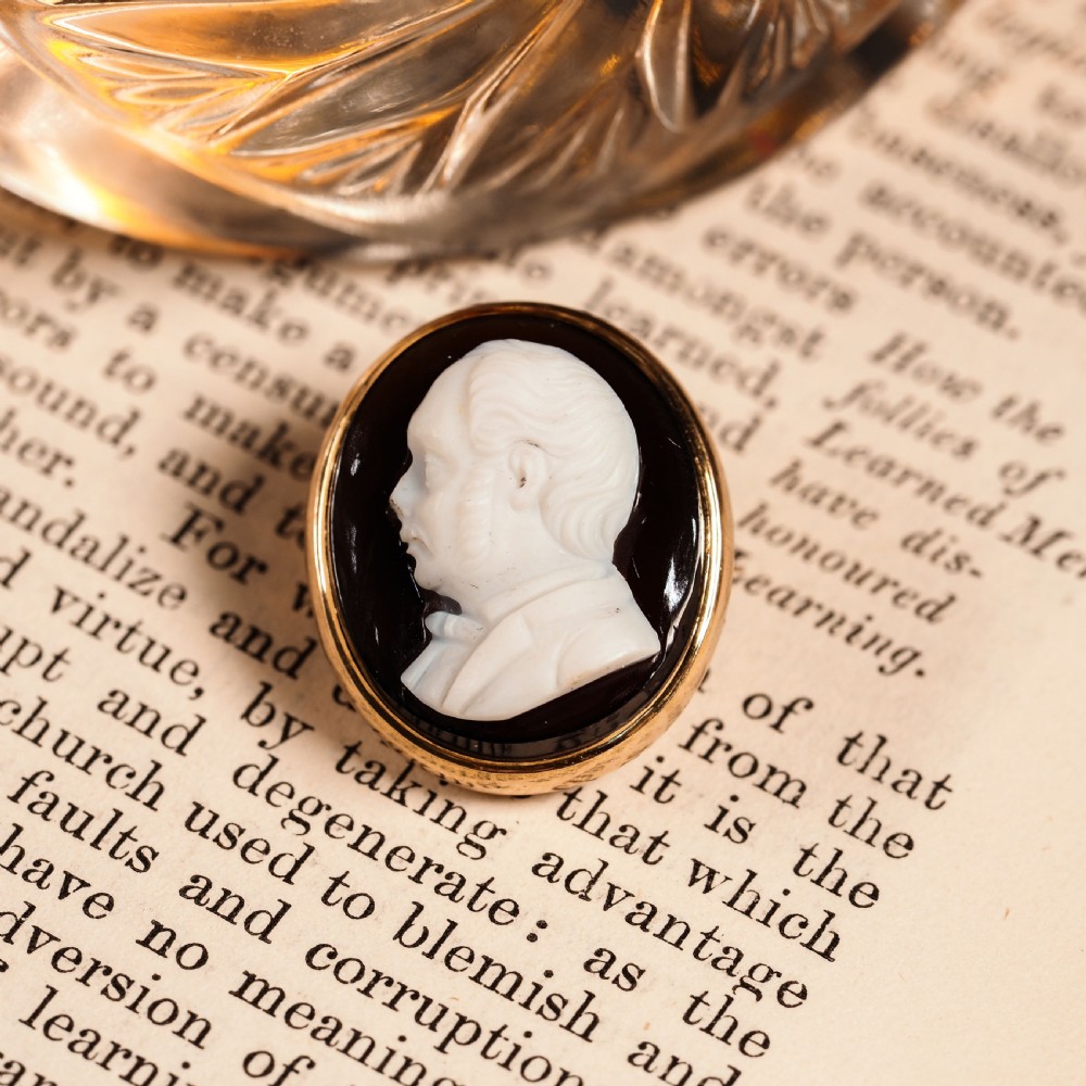 Antique Georgian/Victorian Hardstone Cameo with Engraved Gentleman's Portrait - c.1830-40 View XXIV