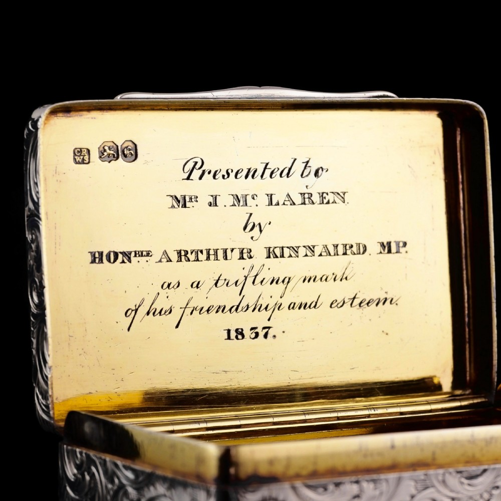 Antique Solid Silver Snuff Box with Marvellous Hunting Forest Scene Engraving - Charles Rawlings & William Summers 1837 View XIX