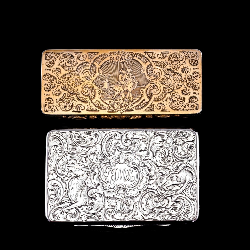 Antique Solid Silver Snuff Box with Marvellous Hunting Forest Scene Engraving - Charles Rawlings & William Summers 1837 View XXV