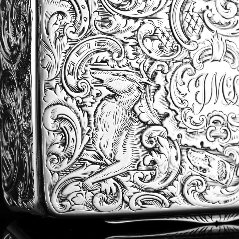 Antique Solid Silver Snuff Box with Marvellous Hunting Forest Scene Engraving - Charles Rawlings & William Summers 1837 View XXVI