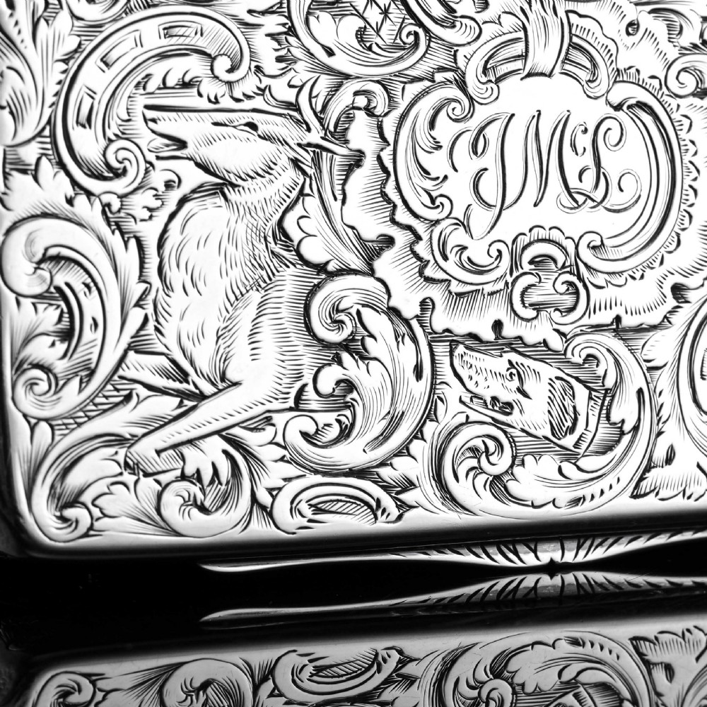 Antique Solid Silver Snuff Box with Marvellous Hunting Forest Scene Engraving - Charles Rawlings & William Summers 1837 View XXVII
