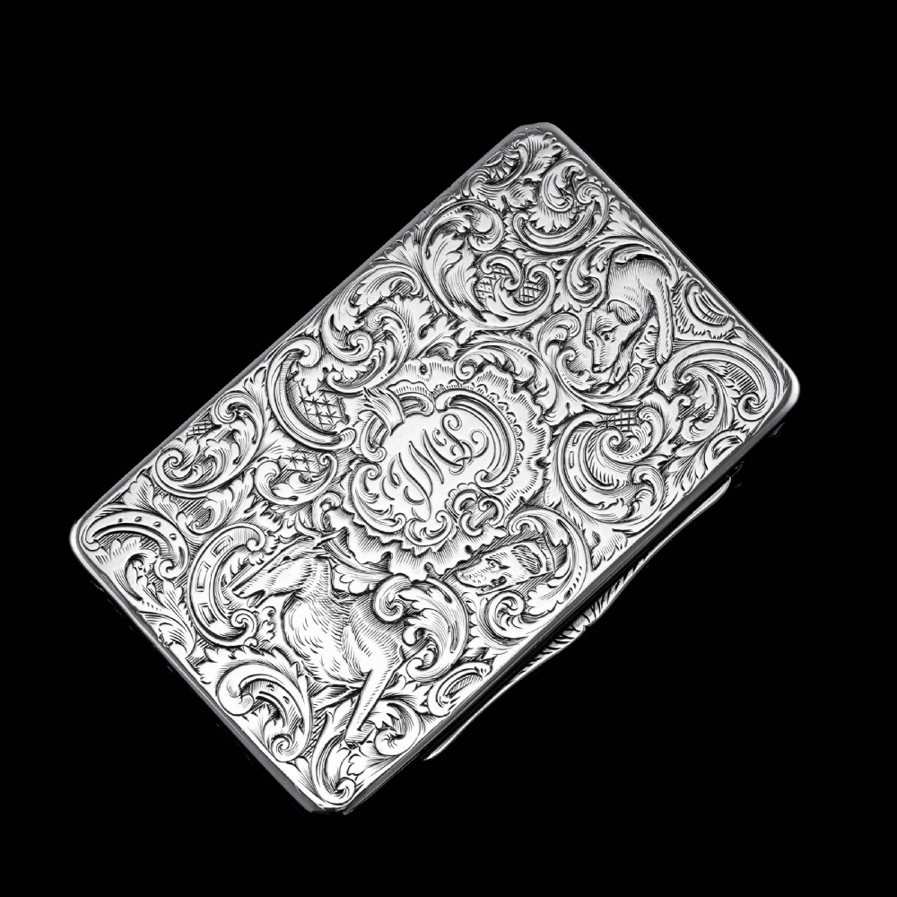 Antique Solid Silver Snuff Box with Marvellous Hunting Forest Scene Engraving - Charles Rawlings & William Summers 1837 View XXIX