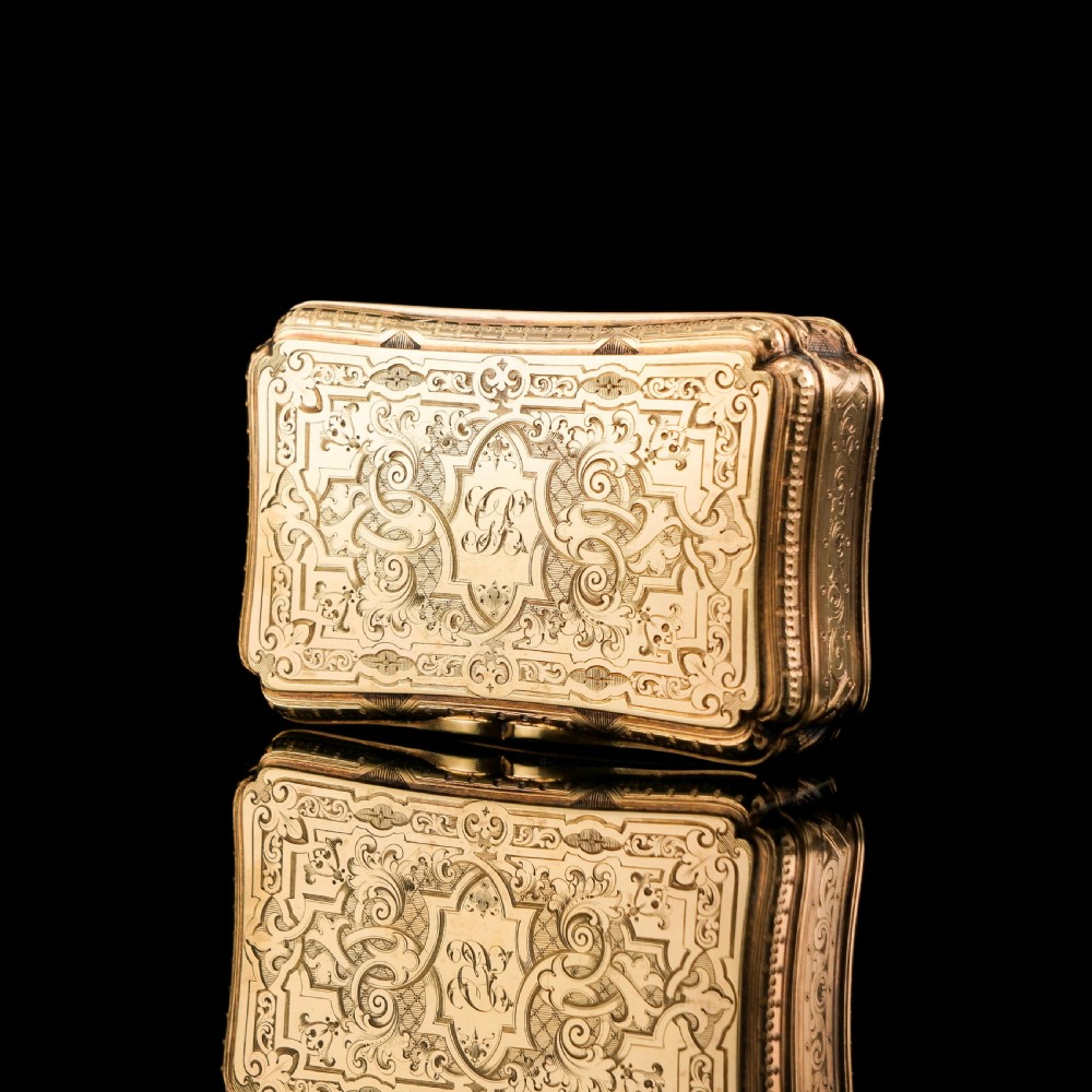 Antique Solid Silver Victorian Gilt Table Snuff Box with Original Fitted Box - Charles Rawlings & William Summers 1854 View XXVIII
