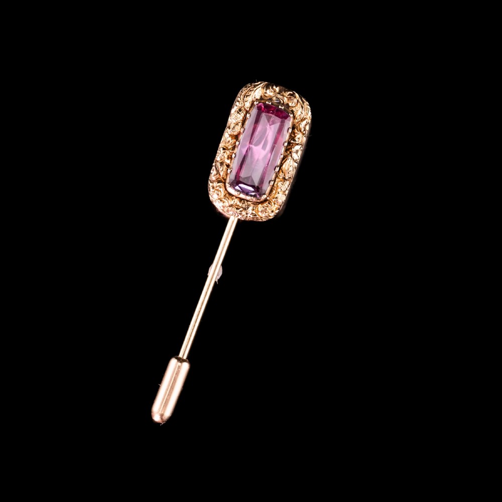Antique Georgian 15ct Gold Amethyst Stick Pin/Tie Pin/Brooch - c.1810 View IV