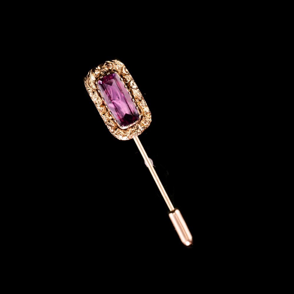 Antique Georgian 15ct Gold Amethyst Stick Pin/Tie Pin/Brooch - c.1810 View V