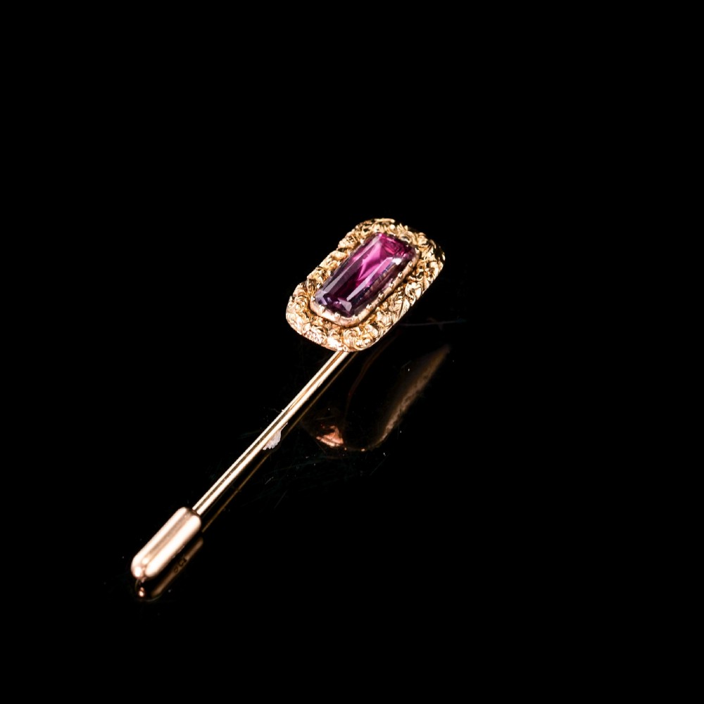 Antique Georgian 15ct Gold Amethyst Stick Pin/Tie Pin/Brooch - c.1810 View VI