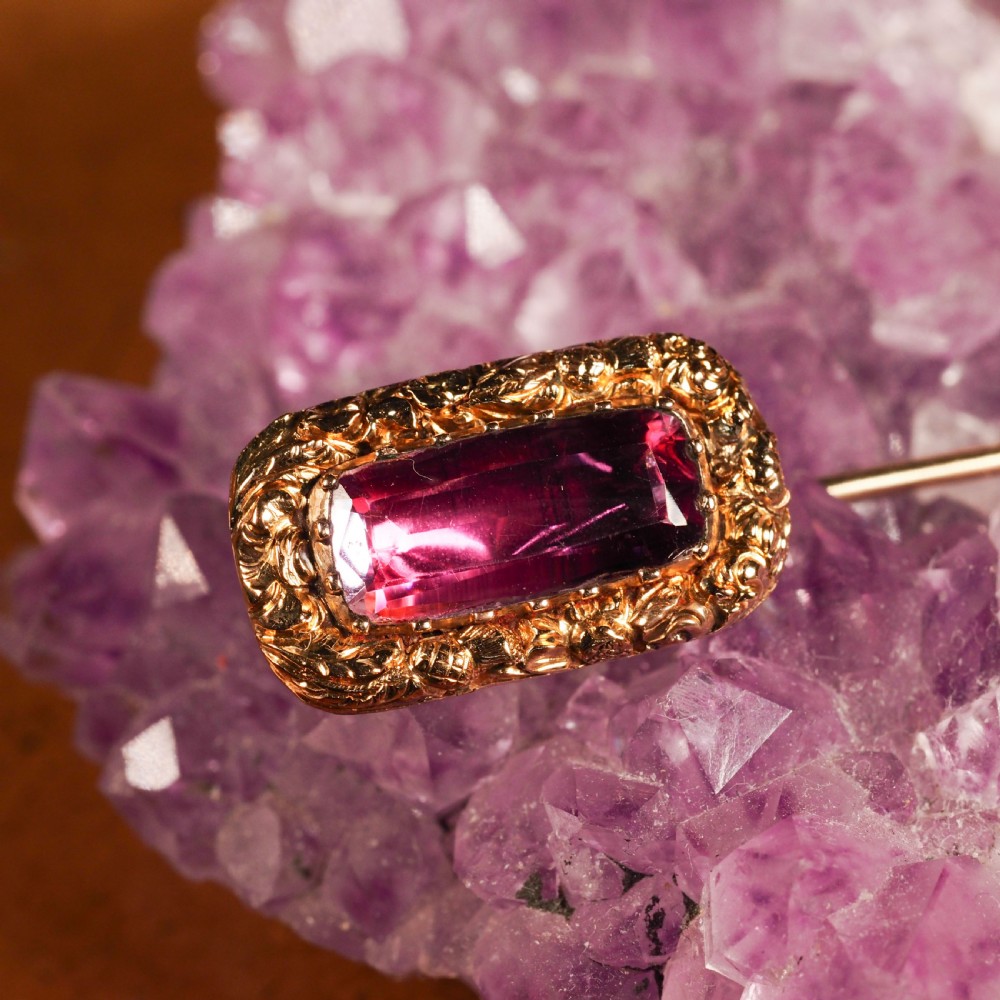 Antique Georgian 15ct Gold Amethyst Stick Pin/Tie Pin/Brooch - c.1810 View XXI