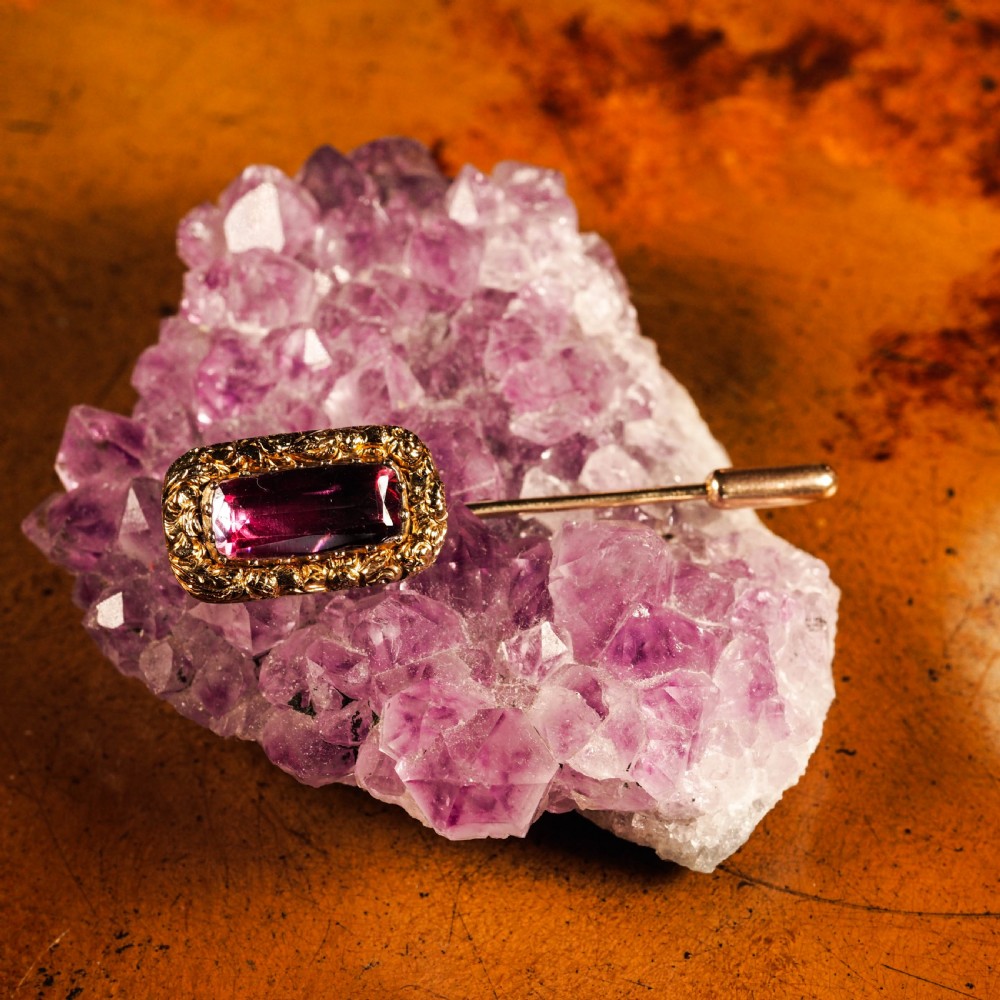 Antique Georgian 15ct Gold Amethyst Stick Pin/Tie Pin/Brooch - c.1810 View XXII