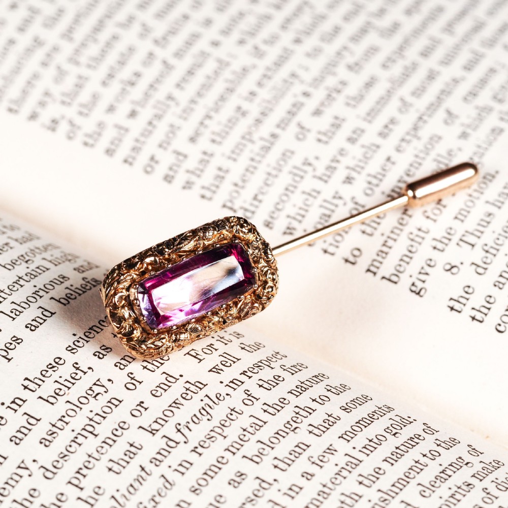 Antique Georgian 15ct Gold Amethyst Stick Pin/Tie Pin/Brooch - c.1810 View XXIV
