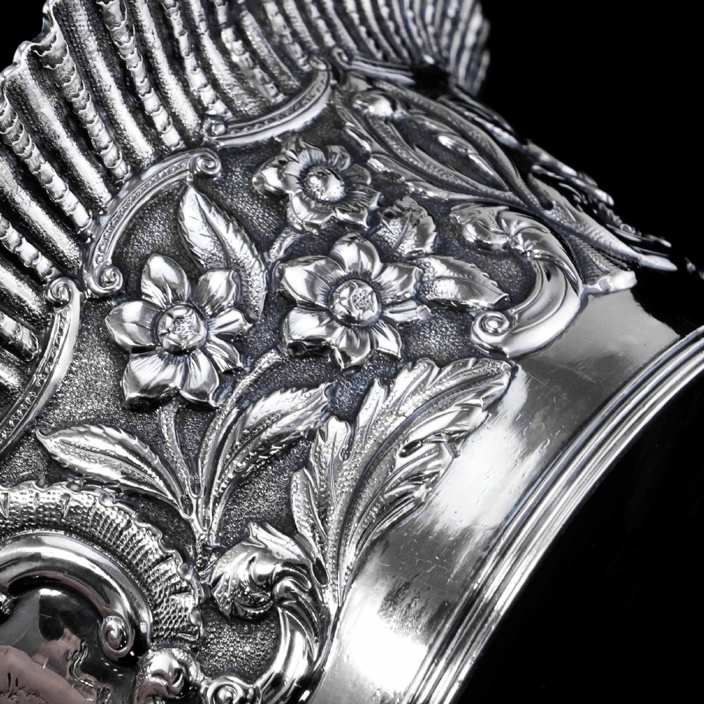 Antique Georgian Solid Silver Irish Bowl with Gorgeous Irish Chasing - Robert W Smith 1832 View XVIII