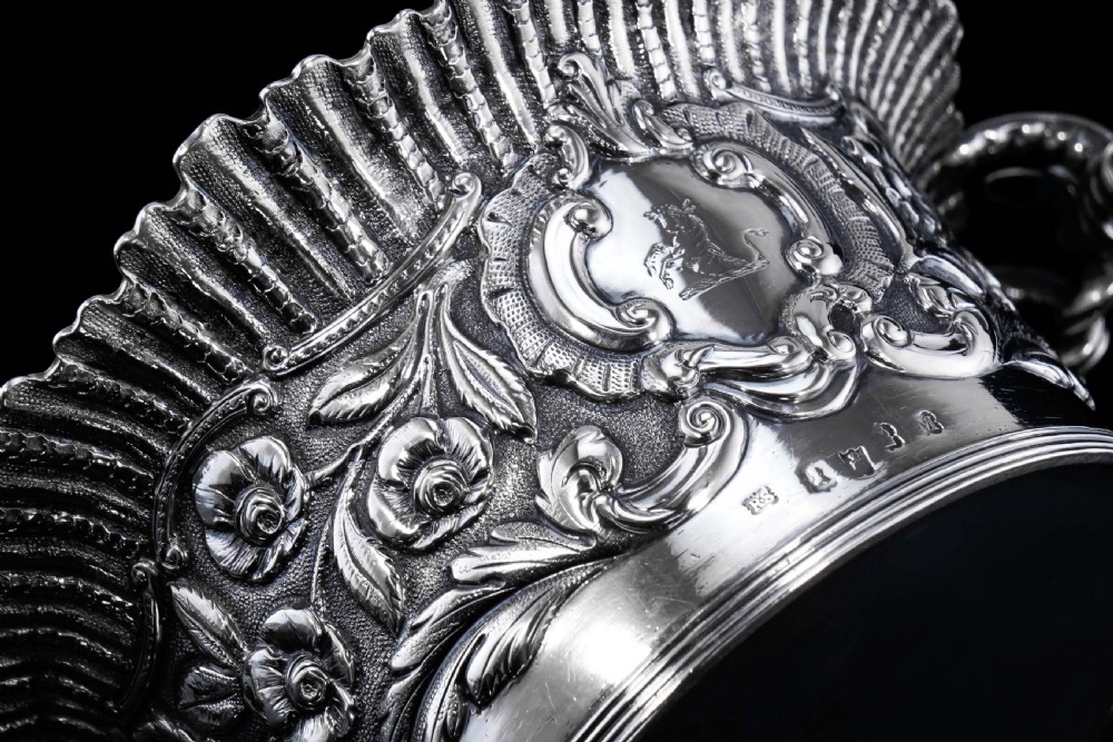 Antique Georgian Solid Silver Irish Bowl with Gorgeous Irish Chasing - Robert W Smith 1832 View XIX