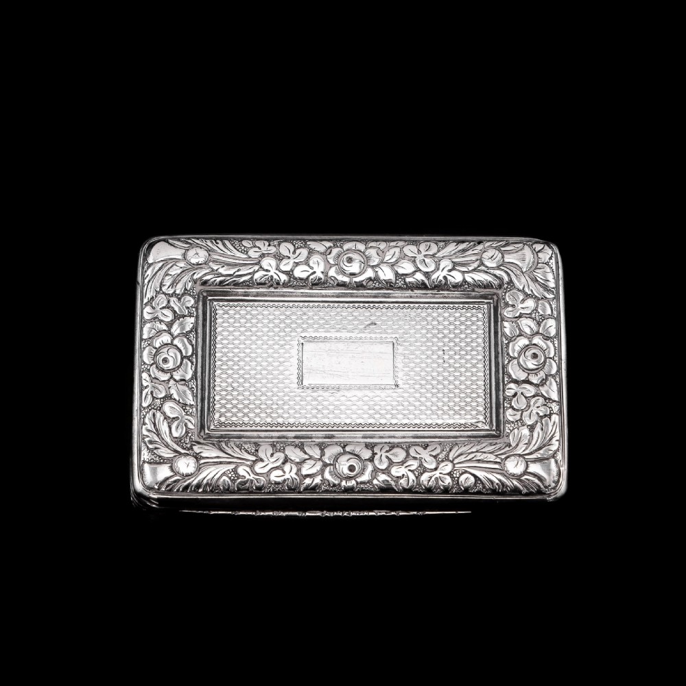Antique Georgian Silver Snuff Box with Floral Border - Thomas Wilkes Barker 1824 View III