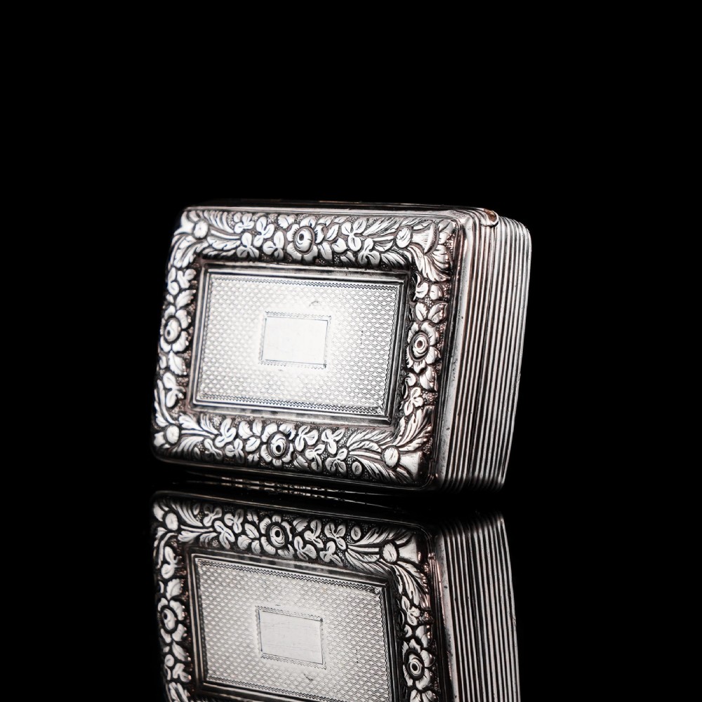 Antique Georgian Silver Snuff Box with Floral Border - Thomas Wilkes Barker 1824 View VIII