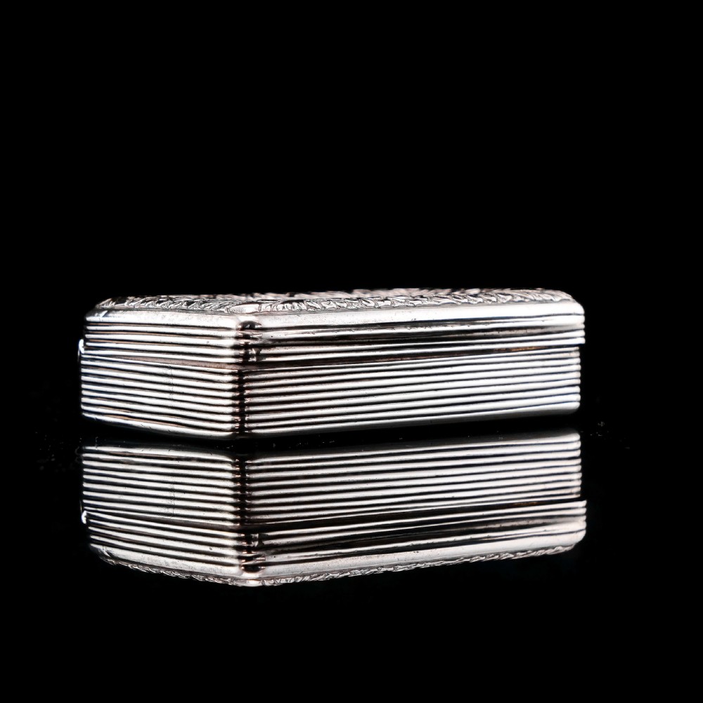 Antique Georgian Silver Snuff Box with Floral Border - Thomas Wilkes Barker 1824 View X