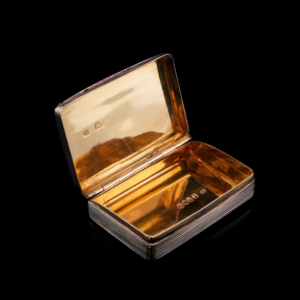 Antique Georgian Silver Snuff Box with Floral Border - Thomas Wilkes Barker 1824 View XVII