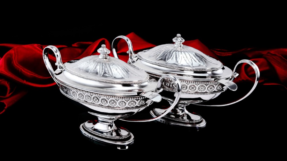 Antique Georgian Sterling Silver Tureens - Neoclassical 1782 View VIII