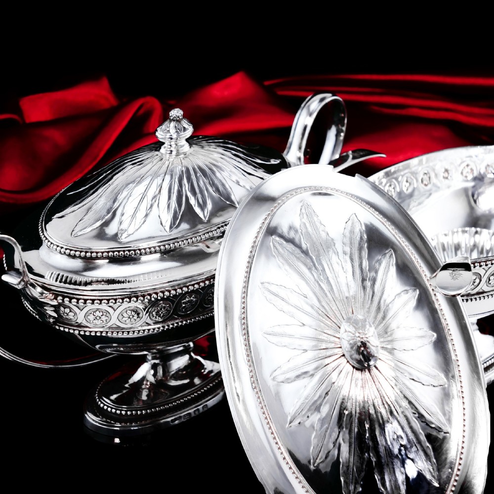 Antique Georgian Solid Sterling Silver Tureens Neoclassical Style - Benjamin Laver 1782 View XXIII