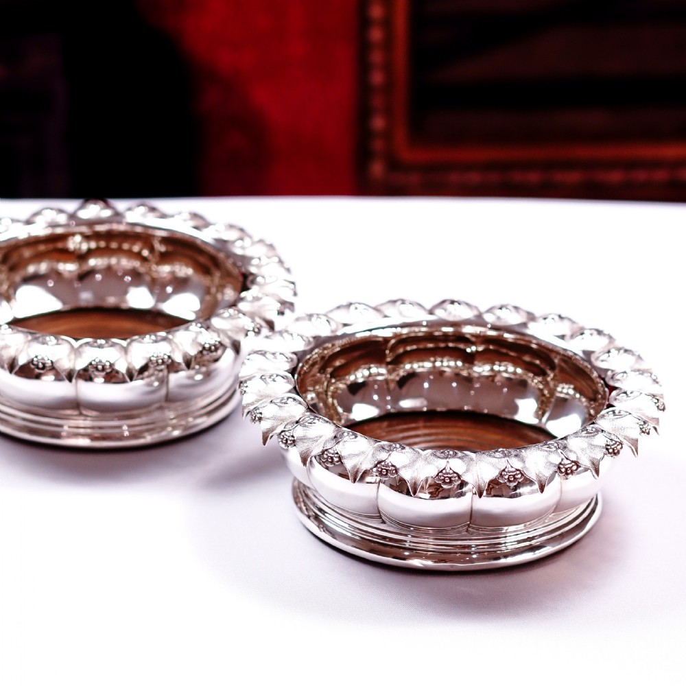 Antique Georgian Solid Silver Wine Coasters/Bottle Holders - Barnards 1829 View III