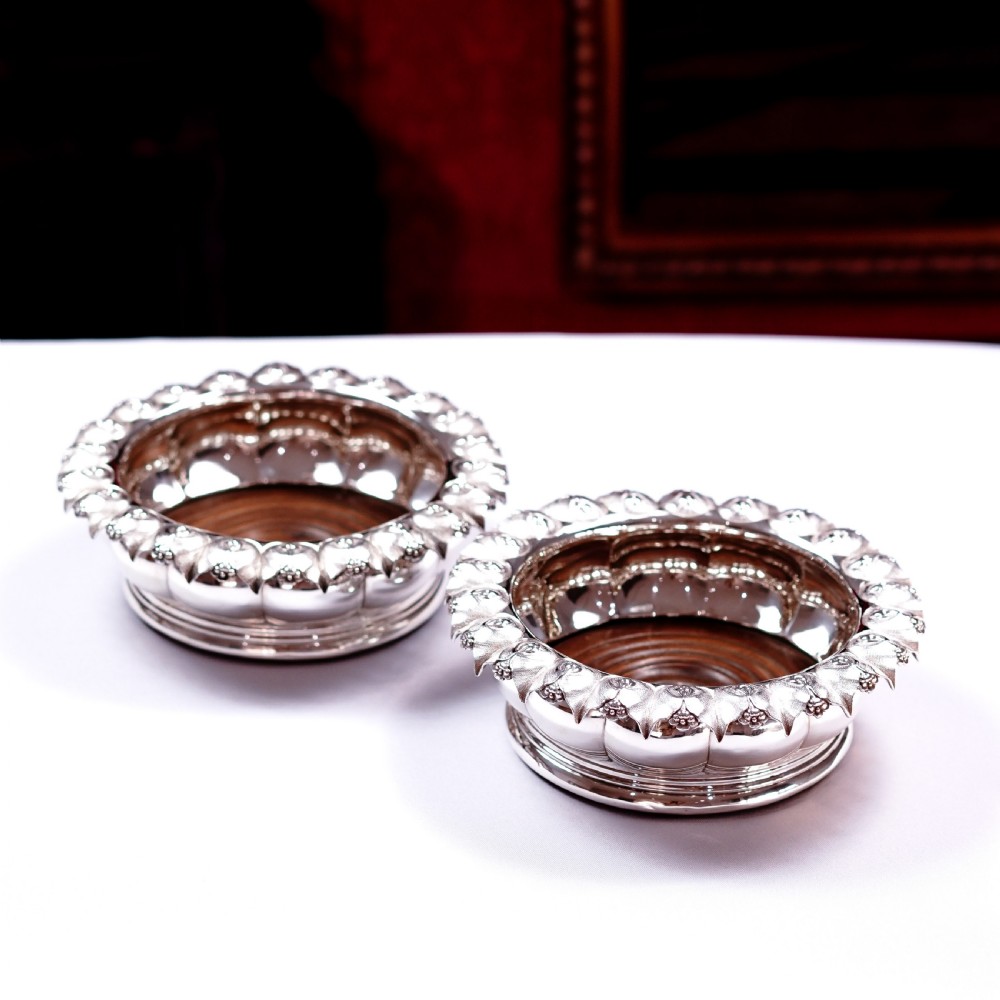 Antique Georgian Solid Silver Wine Coasters/Bottle Holders - Barnards 1829 View IV