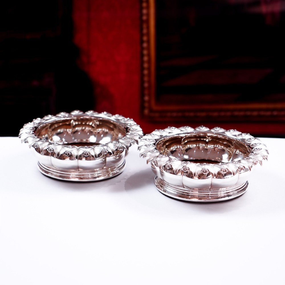 Antique Georgian Solid Silver Wine Coasters/Bottle Holders - Barnards 1829 View VIII