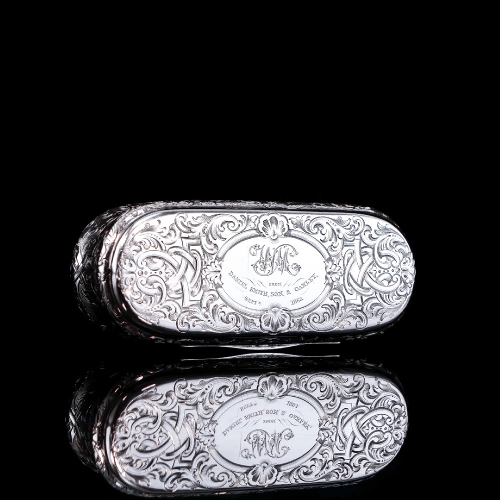 Antique Victorian Solid Silver Snuff Box Oval/Oblong Shape - Charles Rawlings & William Summers 1849 View V