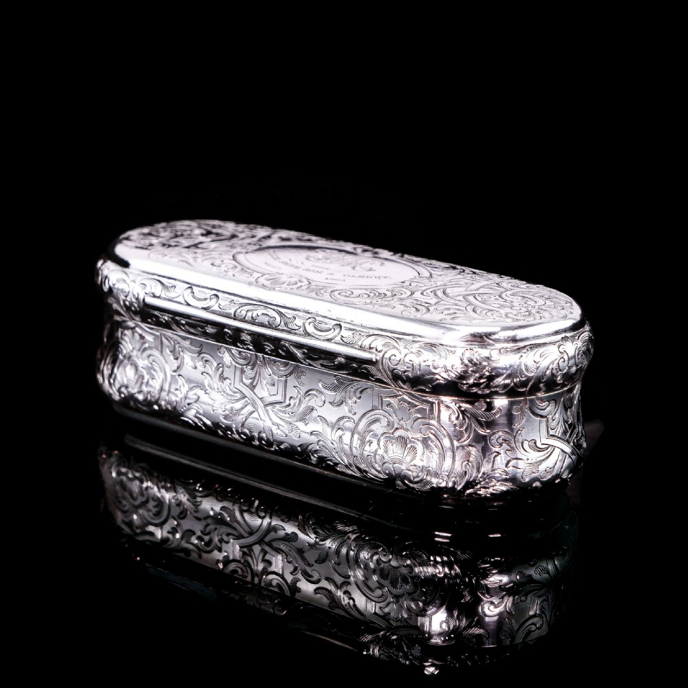 Antique Victorian Solid Silver Snuff Box Oval/Oblong Shape - Charles Rawlings & William Summers 1849 View VIII