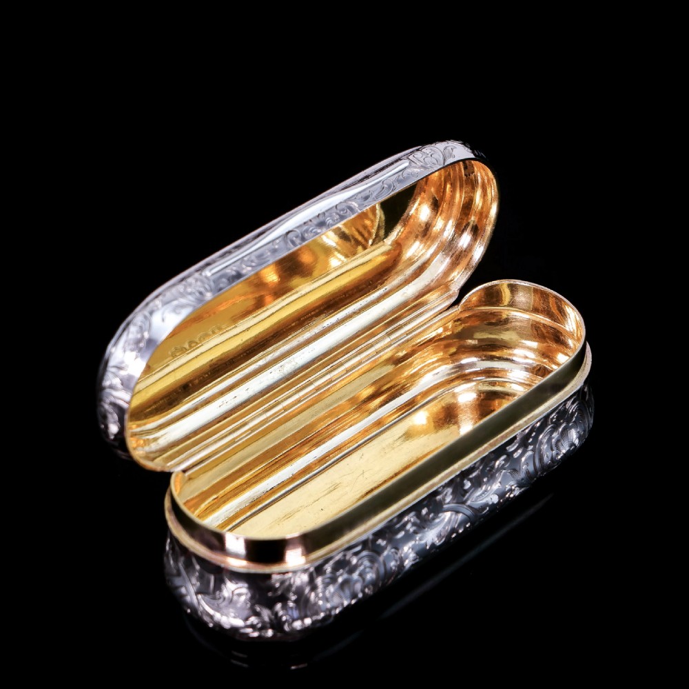 Antique Victorian Solid Silver Snuff Box Oval/Oblong Shape - Charles Rawlings & William Summers 1849 View IX