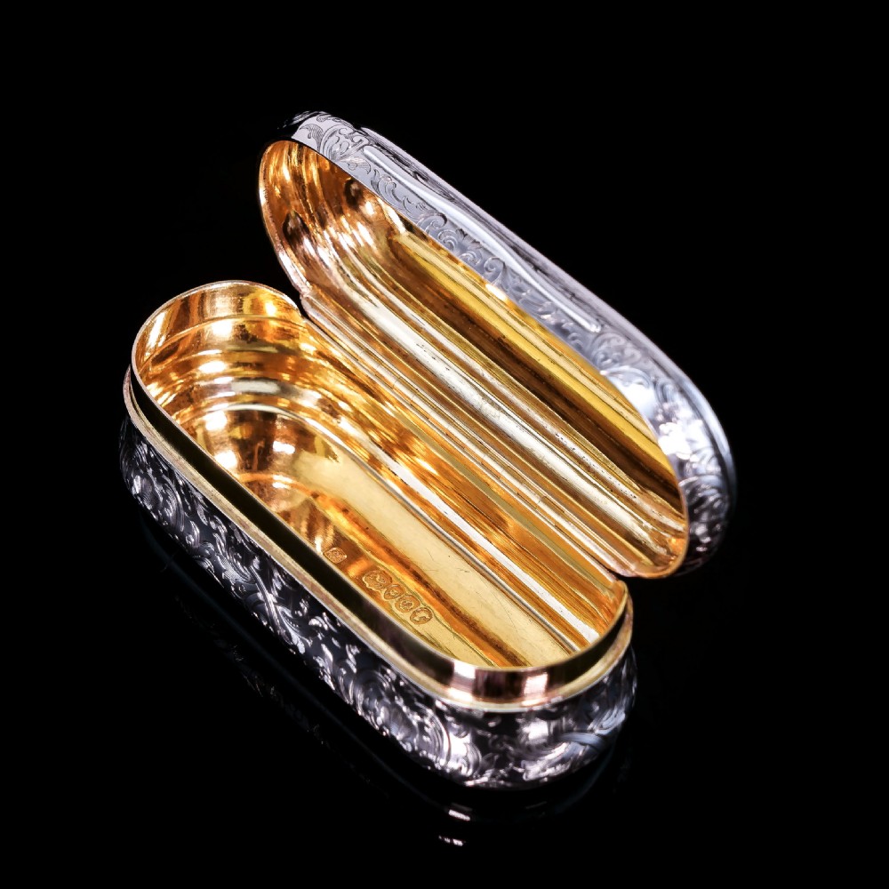 Antique Victorian Solid Silver Snuff Box Oval/Oblong Shape - Charles Rawlings & William Summers 1849 View X