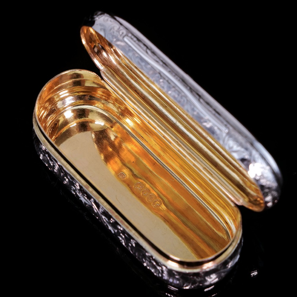Antique Victorian Solid Silver Snuff Box Oval/Oblong Shape - Charles Rawlings & William Summers 1849 View XI