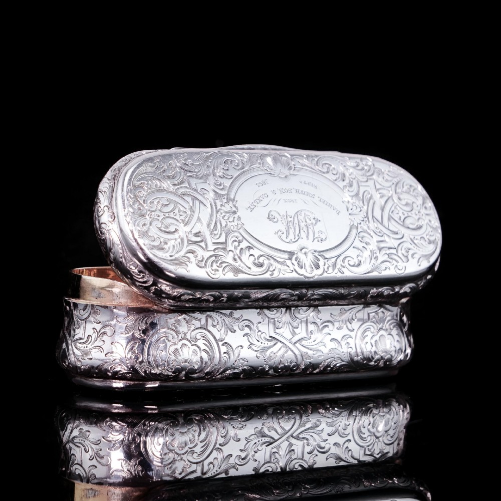 Antique Victorian Solid Silver Snuff Box Oval/Oblong Shape - Charles Rawlings & William Summers 1849 View XII