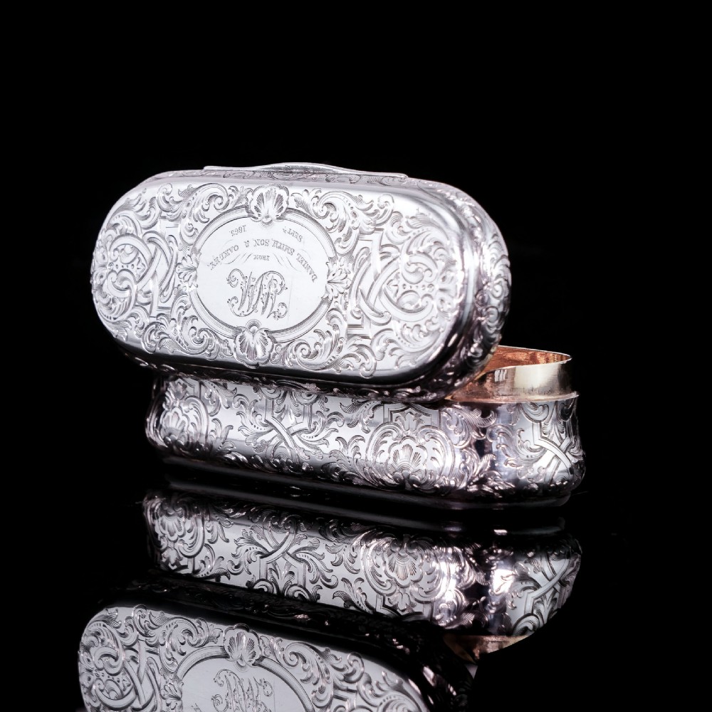 Antique Victorian Solid Silver Snuff Box Oval/Oblong Shape - Charles Rawlings & William Summers 1849 View XIV