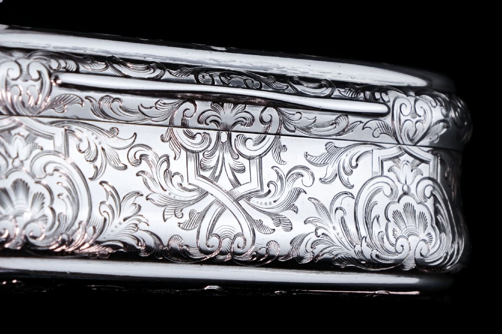 Antique Victorian Solid Silver Snuff Box Oval/Oblong Shape - Charles Rawlings & William Summers 1849 View XIX
